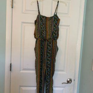 Sans Souchi jumpsuit boho earthy tones with pockets size small